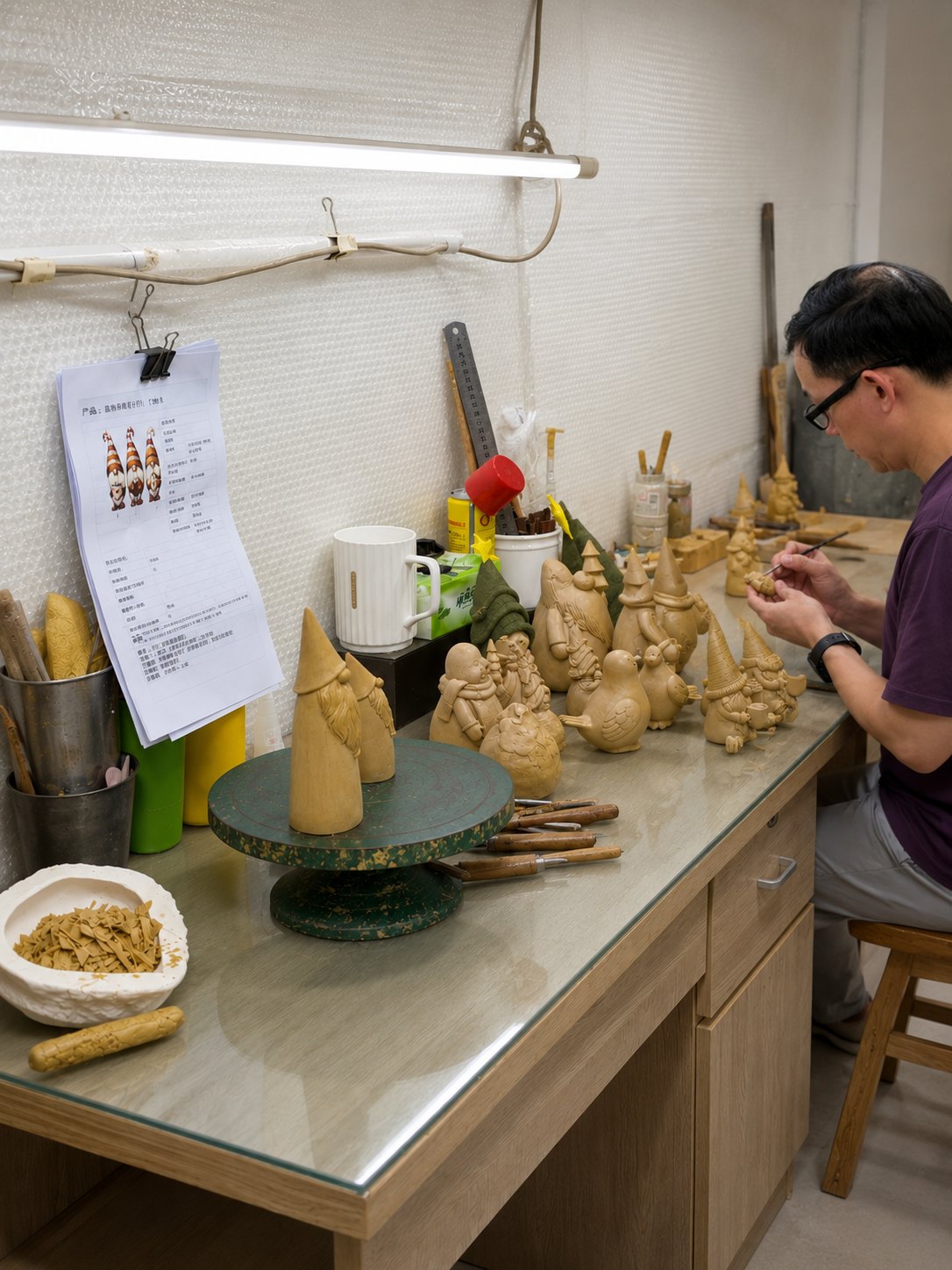 Hand-sculpting a resin master model