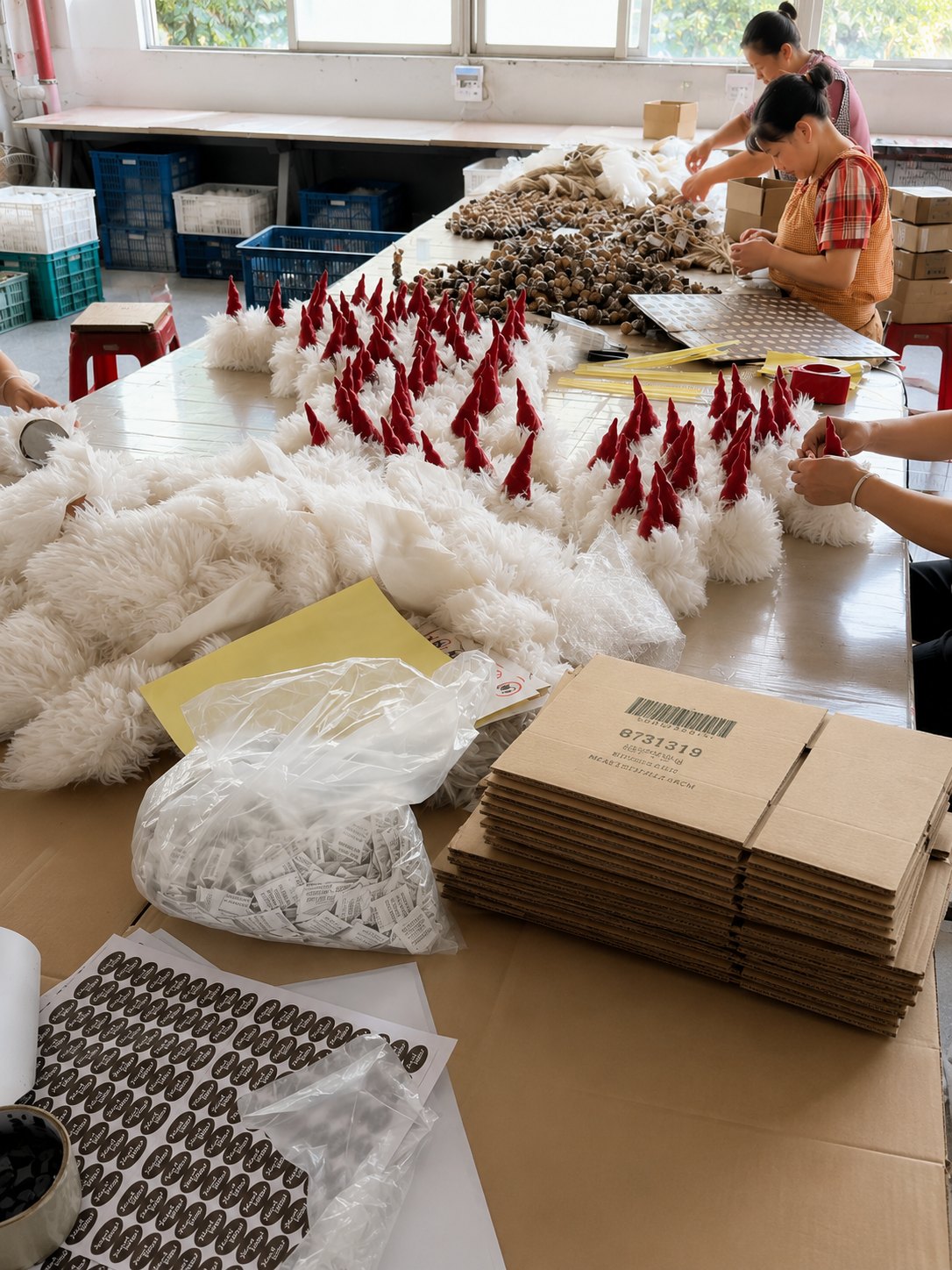 Textile assembly and hand finishing